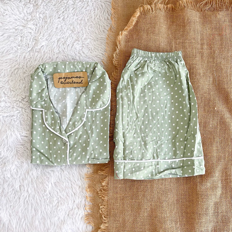 MONICA | soft linen shortsleeves + shorts sleepwear pajama set | PajamasOverload