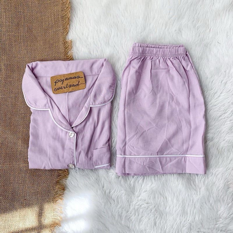 MONICA | soft linen shortsleeves + shorts sleepwear pajama set | PajamasOverload