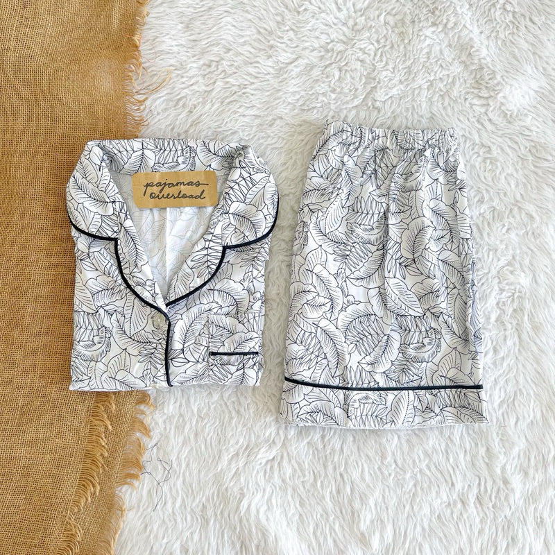 MONICA | soft linen shortsleeves + shorts sleepwear pajama set | PajamasOverload