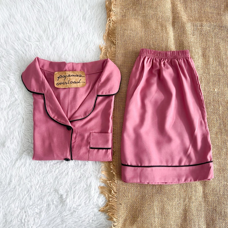 MONICA | soft linen shortsleeves + shorts sleepwear pajama set | PajamasOverload