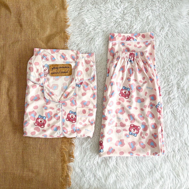 JOEY | polycotton shortsleeves + pants sleepwear pajama set | PajamasOverload