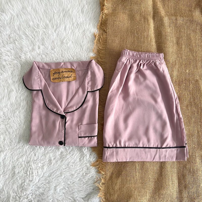 MONICA | soft linen shortsleeves + shorts sleepwear pajama set | PajamasOverload