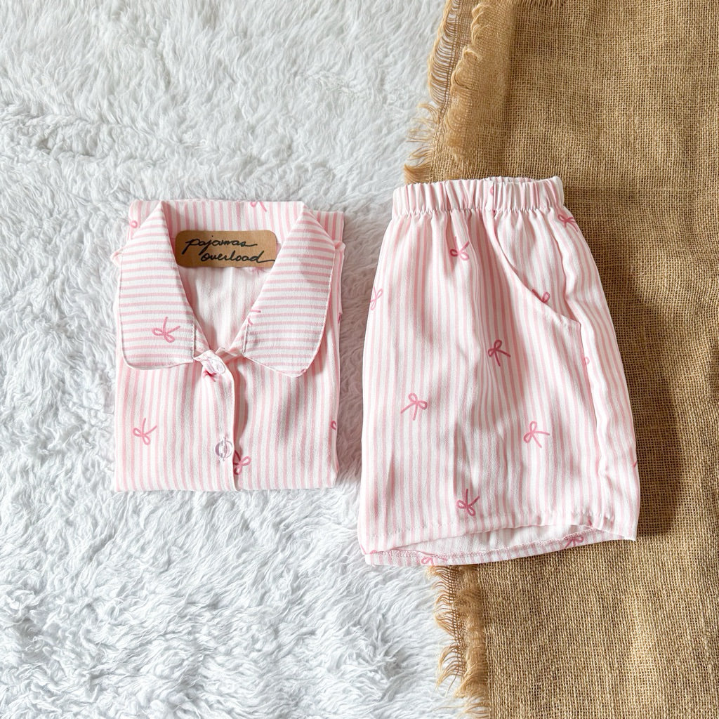 JULIANA | koreanwoven/twill/specialfabric shortsleeves + shorts buttondown set | PajamasOverload