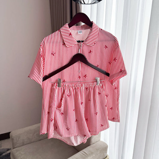 JULIANA | koreanwoven/twill/specialfabric shortsleeves + shorts buttondown set | PajamasOverload