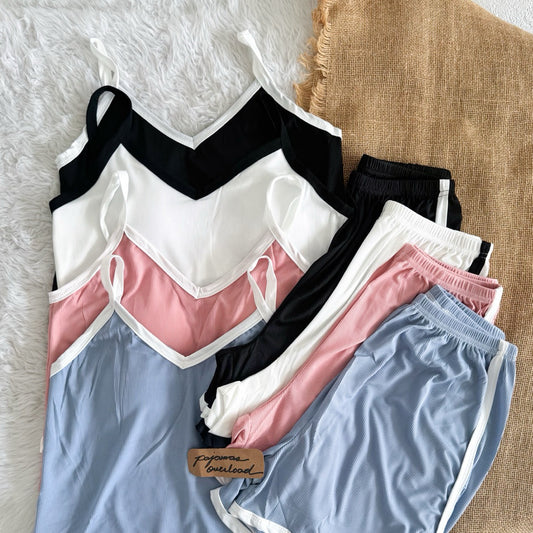 EMMA | knitted padded cami top and shorts sleepwear set | PajamasOverload