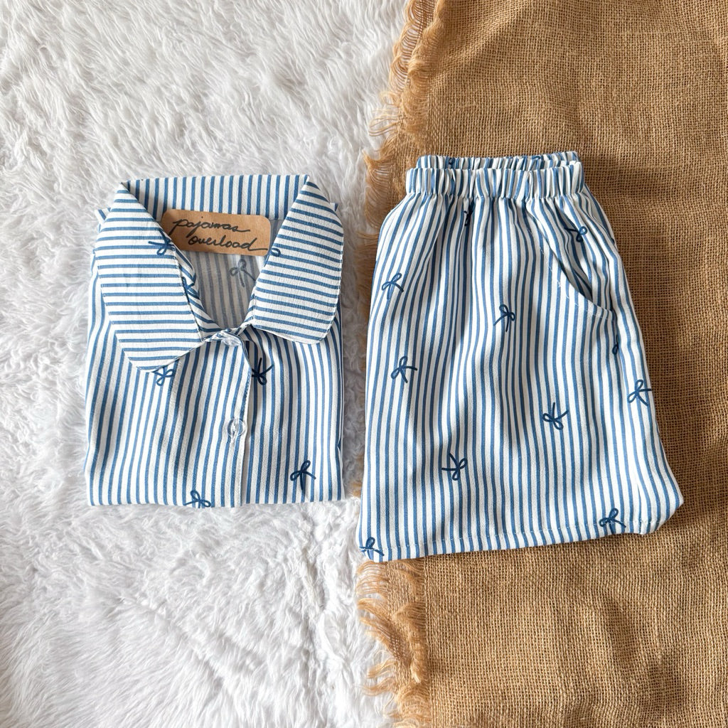 JULIANA | koreanwoven/twill/specialfabric shortsleeves + shorts buttondown set | PajamasOverload