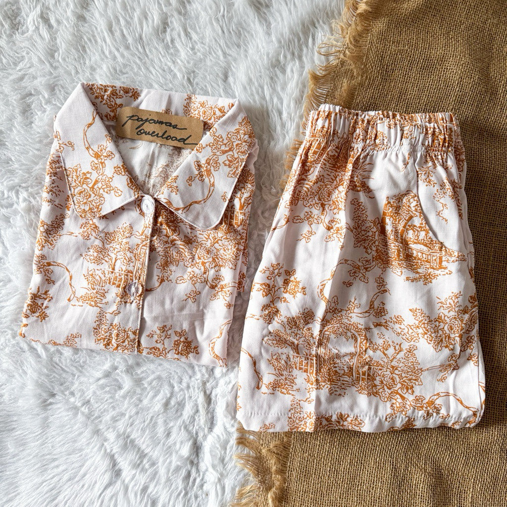 JULIANA | soft linen shortsleeves + shorts buttondown set | PajamasOverload