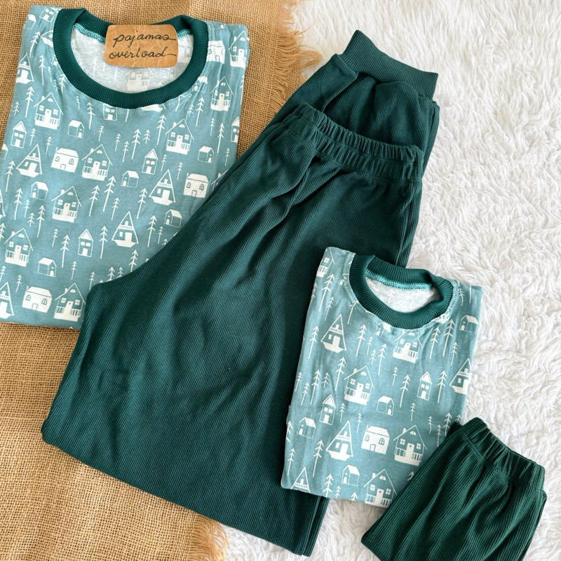 CHRISTMAS FAMILY SET | cotton waffle/jersey shirt + pants sleepwear pajama set | PajamasOverload