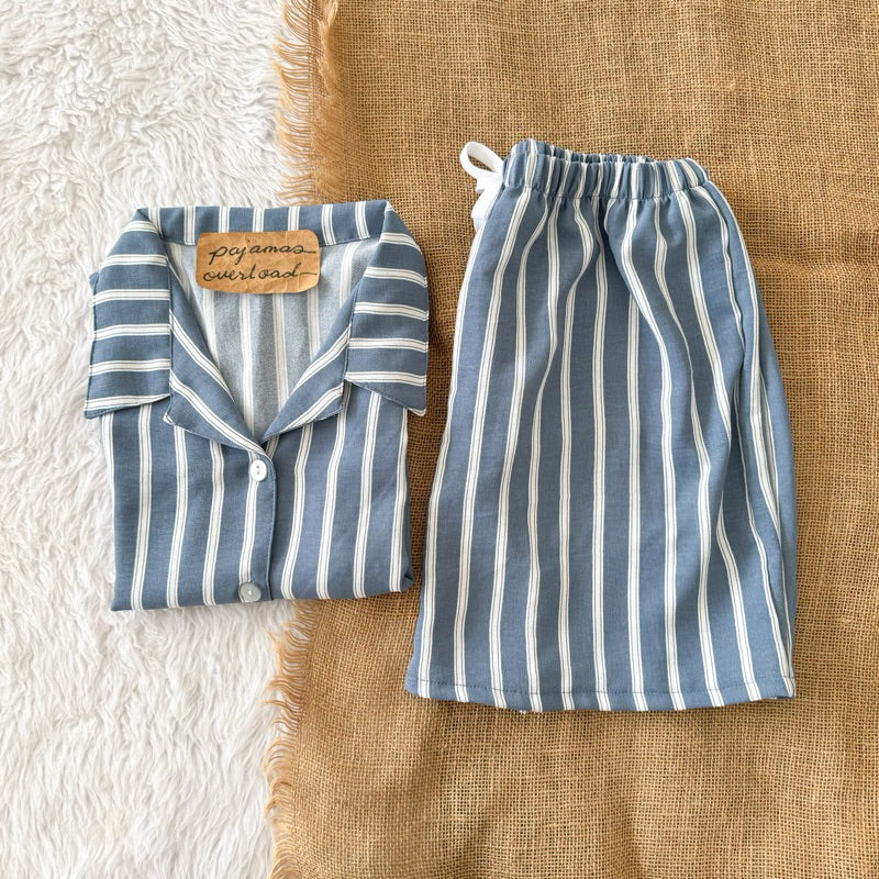 JOY | crumpled fabric shortsleeves + shorts sleepwear pajama set | PajamasOverload