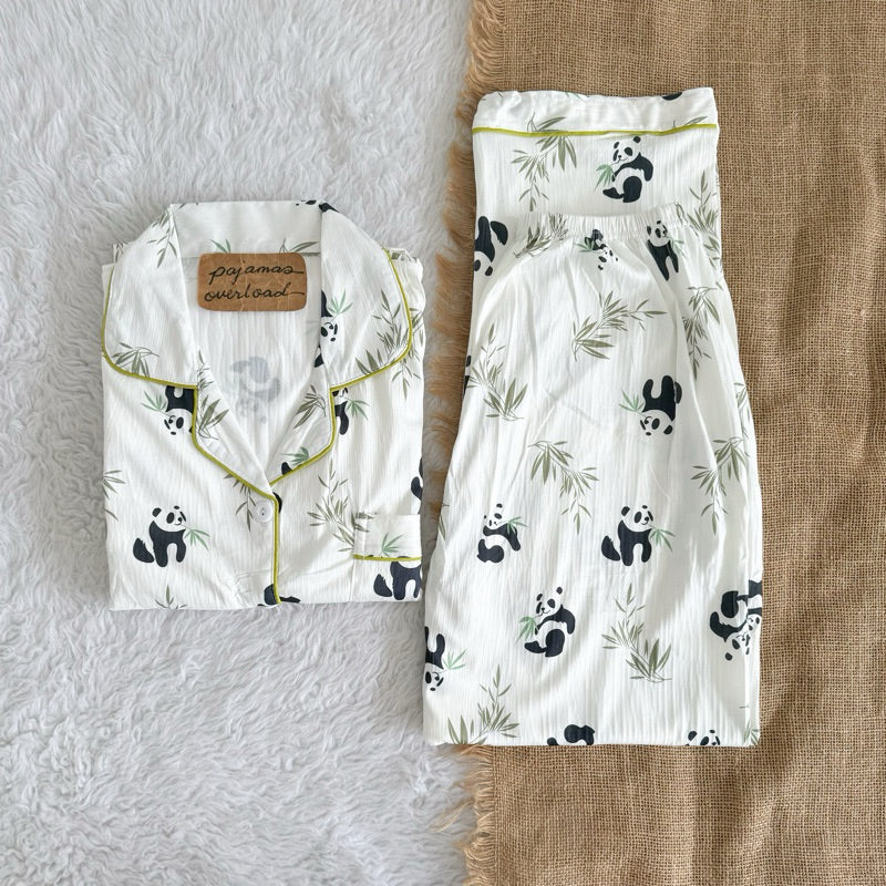 YUNA | premium cotton crepe shortsleeves top + pants sleepwear pajama set | PajamasOverload