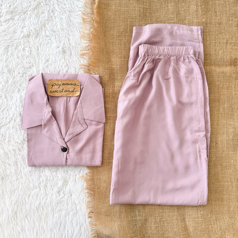 MERLIN | soft linen/Challis shortsleeves + pants sleepwear pajama set | PajamasOverload