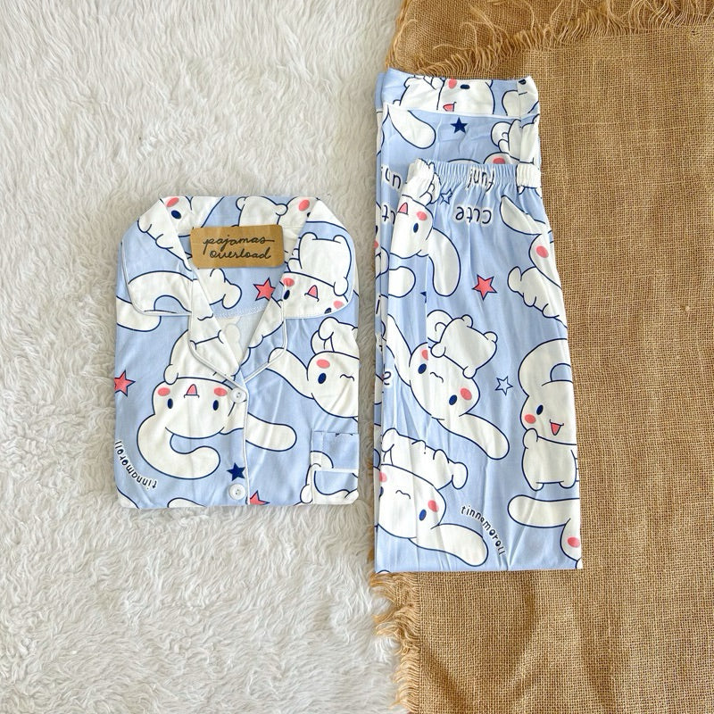 JOEY | polycotton shortsleeves top + pants sleepwear pajama set | PajamasOverload