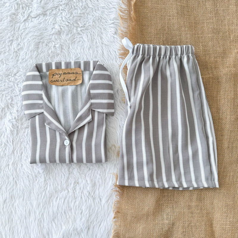 JOY | crumpled fabric shortsleeves + shorts sleepwear pajama set | PajamasOverload