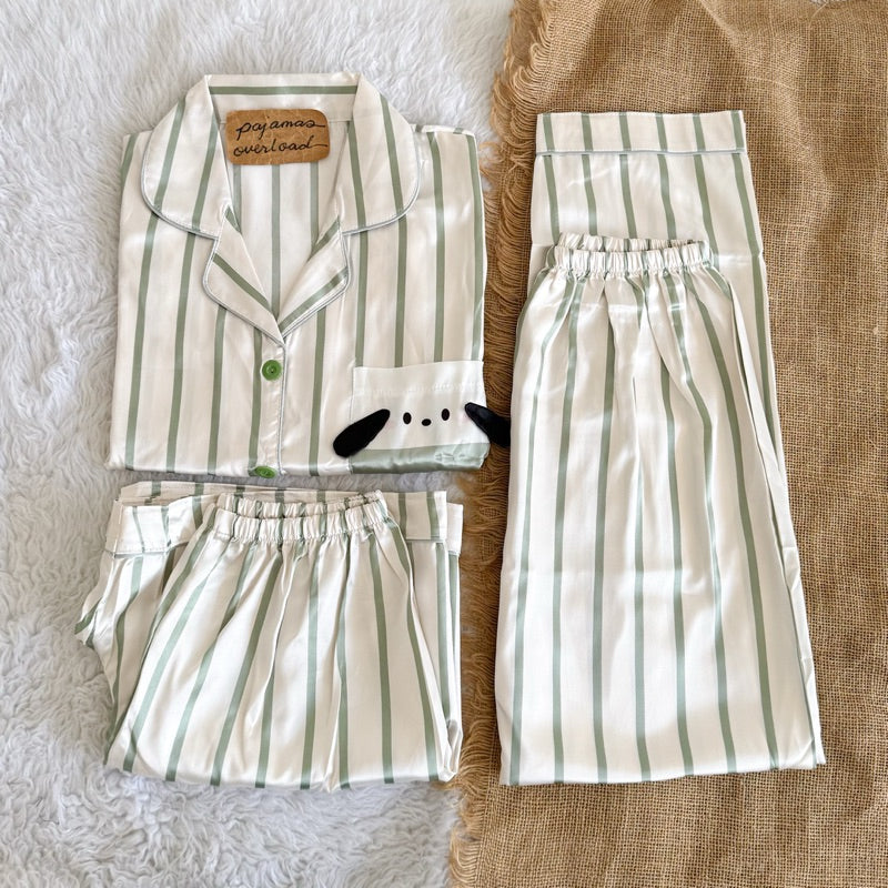 MARSHALL SATIN | satin shortsleeves + pants + shorts sleepwear pajama set | PajamasOverload