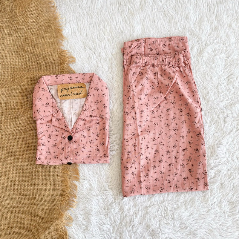 MERLIN | soft linen/Challis shortsleeves + pants sleepwear pajama set | PajamasOverload