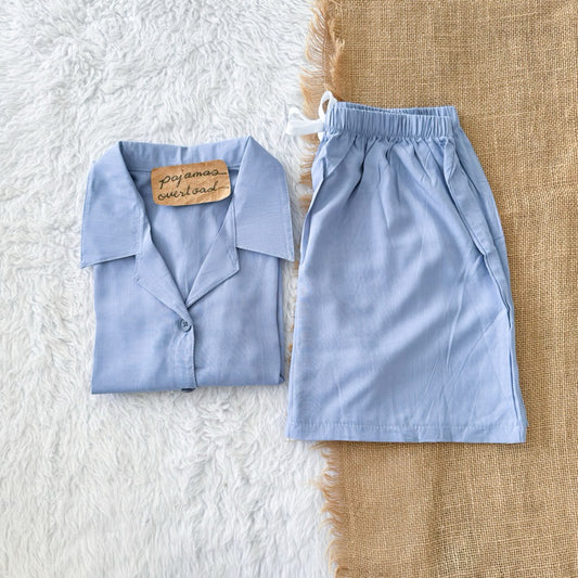 JOY | soft linen shortsleeves buttondown + shorts | PajamasOverload