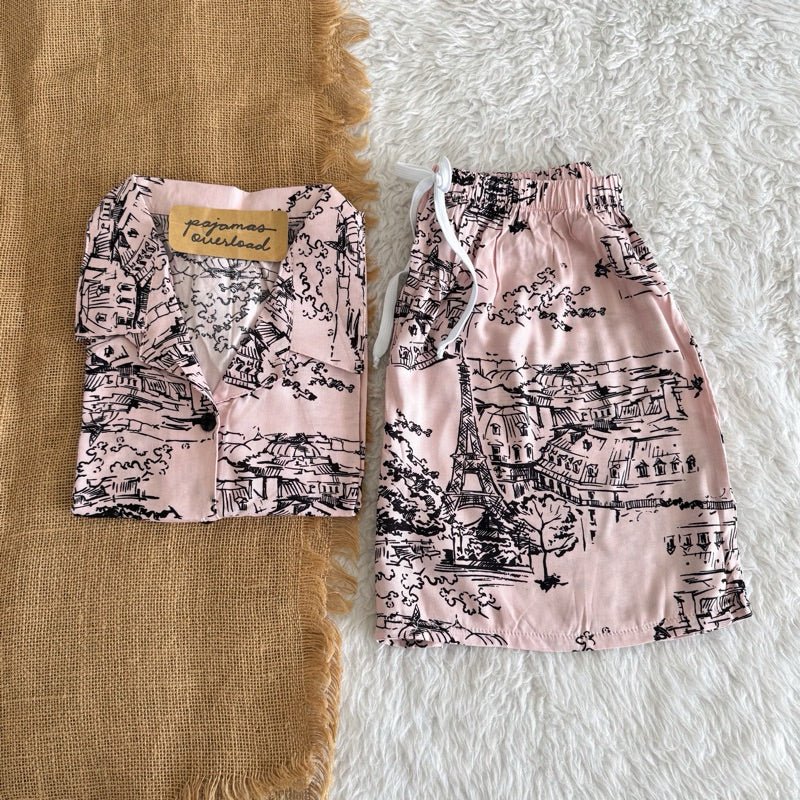 JOY LIMITED PRINT | challis/softlinen shortsleeves + shorts sleepwear pajama set | PajamasOverload