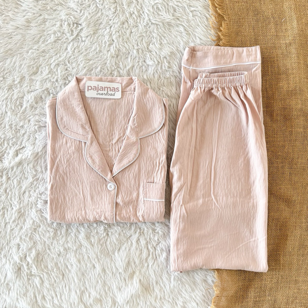 TINA PLAIN | crumpled shortsleeves + pants sleepwear pajama set | PajamasOverload