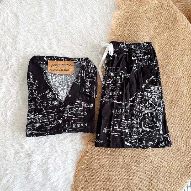 JOY LIMITED PRINT | challis/softlinen shortsleeves + shorts sleepwear pajama set | PajamasOverload