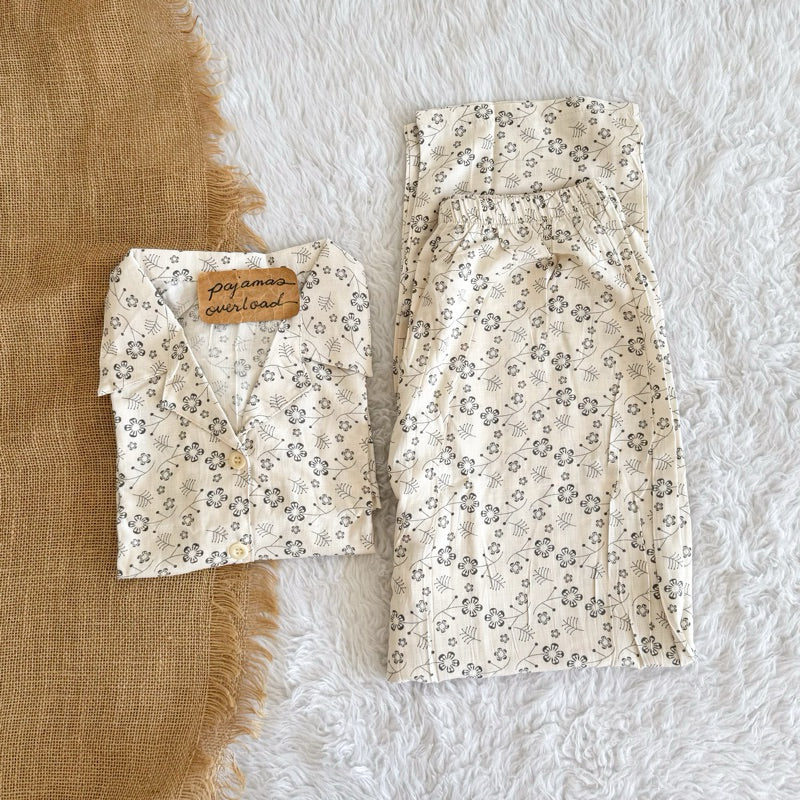 MERLIN | soft linen/Challis shortsleeves + pants sleepwear pajama set | PajamasOverload