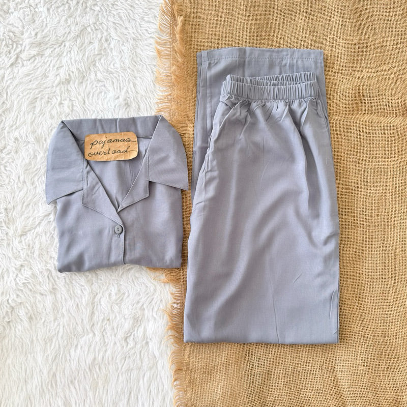 MERLIN | soft linen/Challis shortsleeves + pants sleepwear pajama set | PajamasOverload