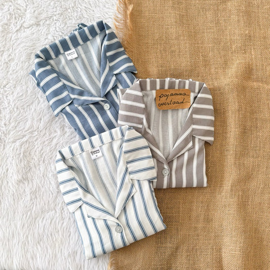 JOY | crumpled fabric shortsleeves + shorts sleepwear pajama set | PajamasOverload