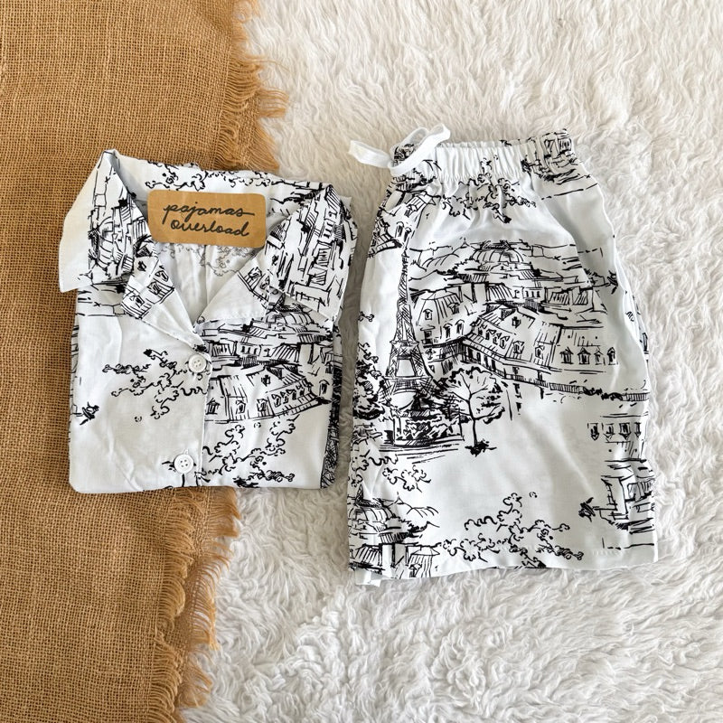 JOY LIMITED PRINT | challis/softlinen shortsleeves + shorts sleepwear pajama set | PajamasOverload