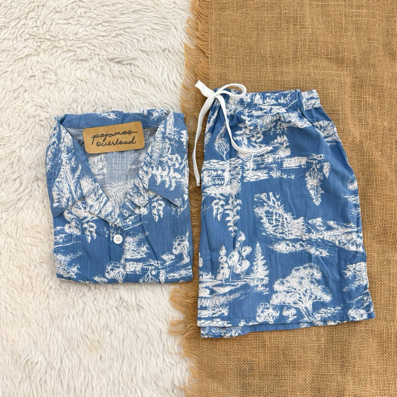 JOY LIMITED PRINT | challis/softlinen shortsleeves + shorts sleepwear pajama set | PajamasOverload