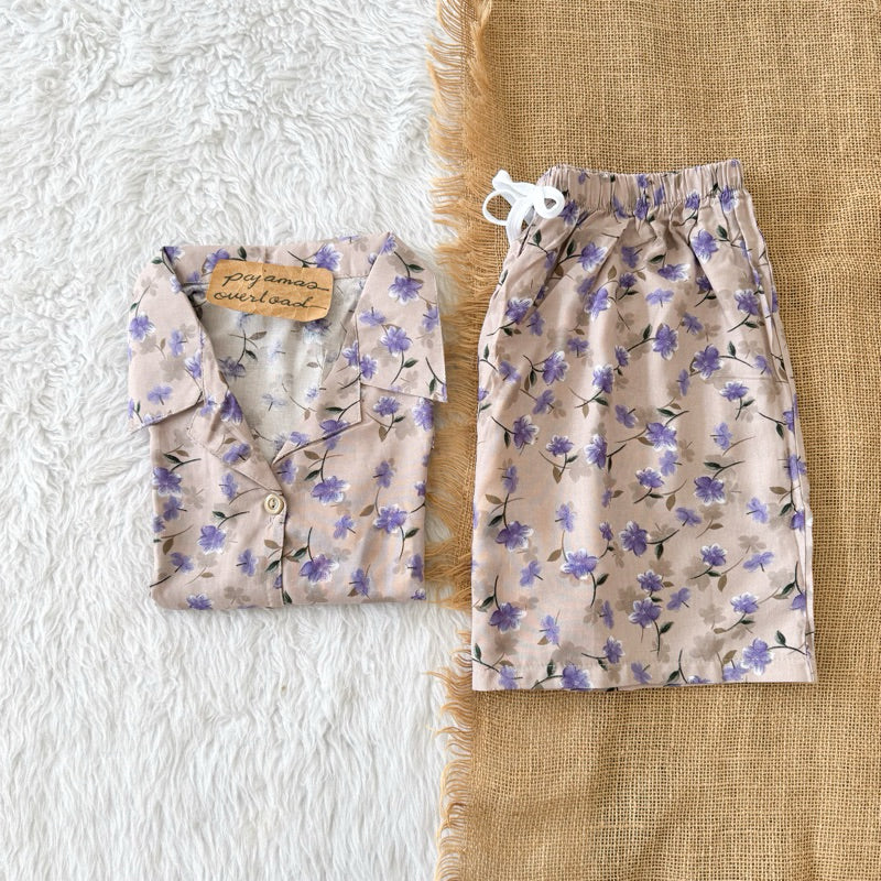 JOY LIMITED PRINT | challis/softlinen shortsleeves + shorts sleepwear pajama set | PajamasOverload