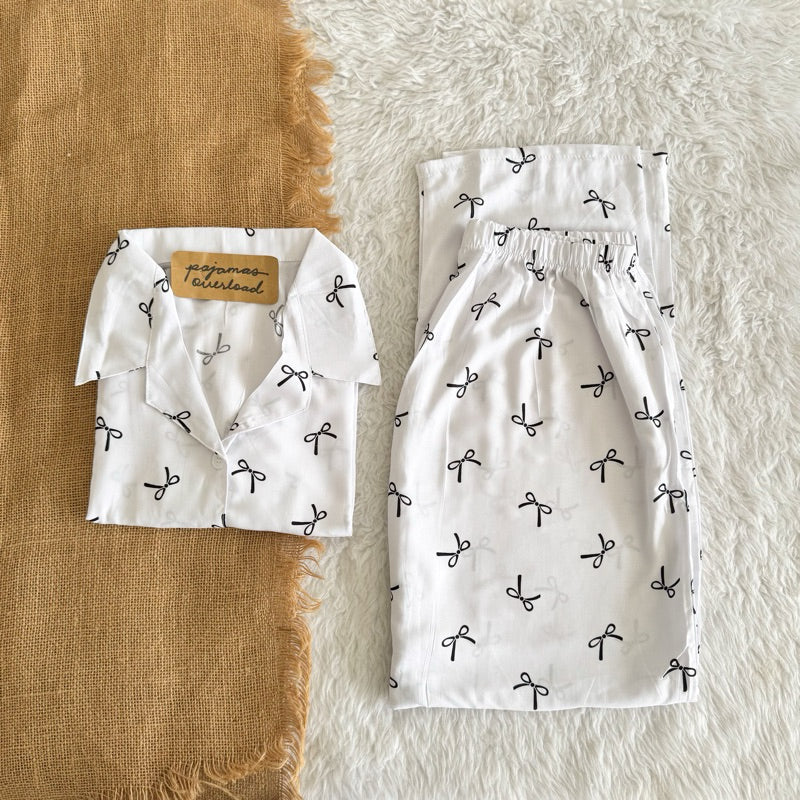 MERLIN | soft linen/Challis shortsleeves + pants sleepwear pajama set | PajamasOverload