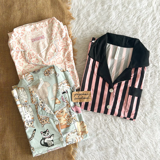 JOEY | polycotton shortsleeves top + pants sleepwear pajama set | PajamasOverload