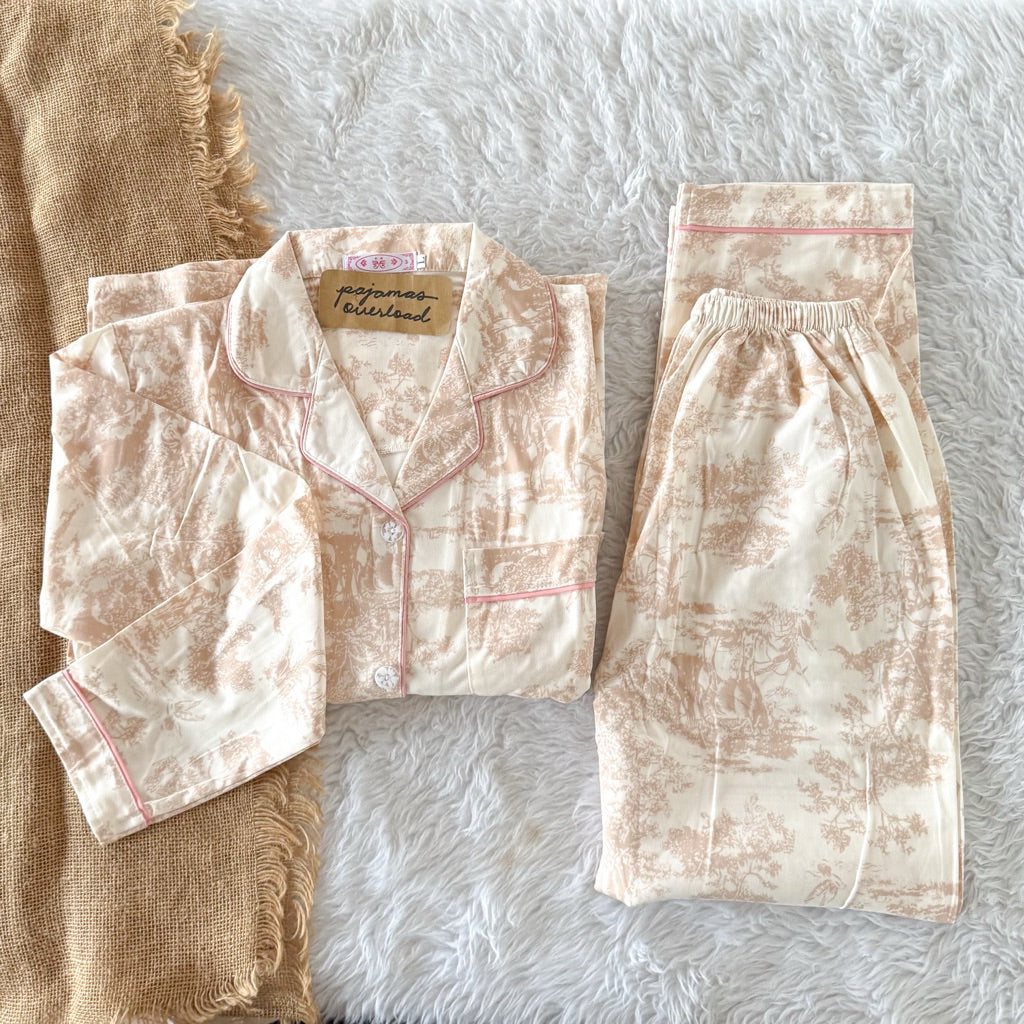 𝐑𝐎𝐒𝐒 | Poly Cotton longsleeves top + pants sleepwear pajama set | PajamasOverload