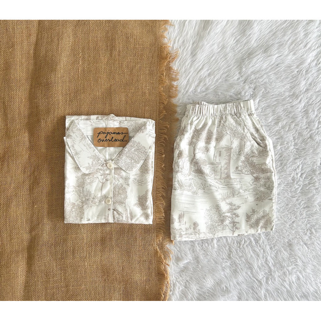 JULIANA | soft linen shortsleeves + shorts buttondown set | PajamasOverload
