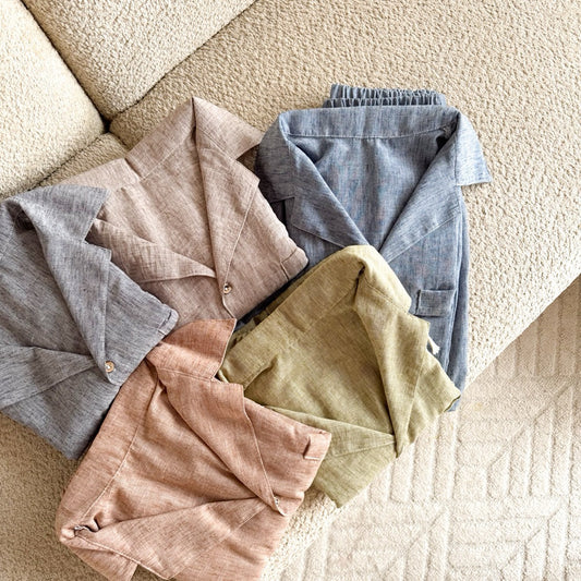 BRYAN MEN | viscose linen shortsleeves + shorts sleepwear lounge set | PajamasOverload