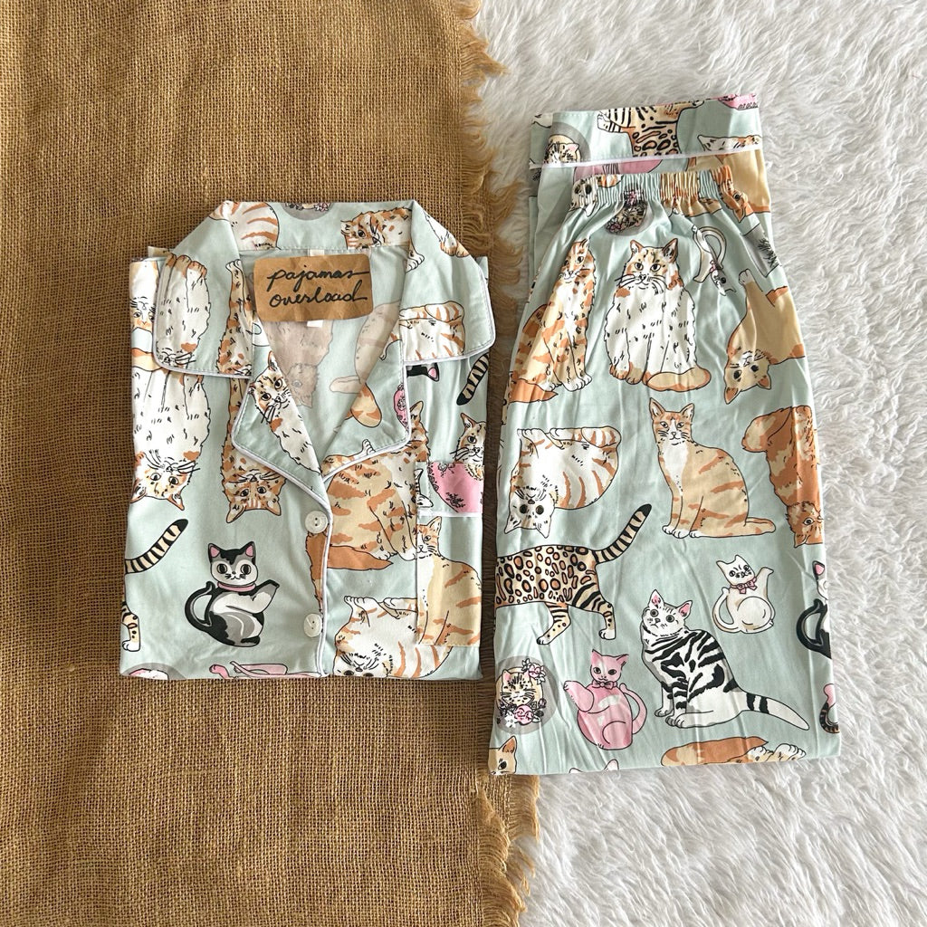 JOEY | polycotton shortsleeves top + pants sleepwear pajama set | PajamasOverload
