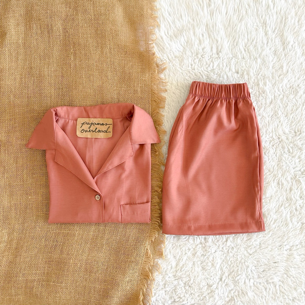 BRIA | cotton silk shortsleeves top + shorts sleepwear set | PajamasOverload