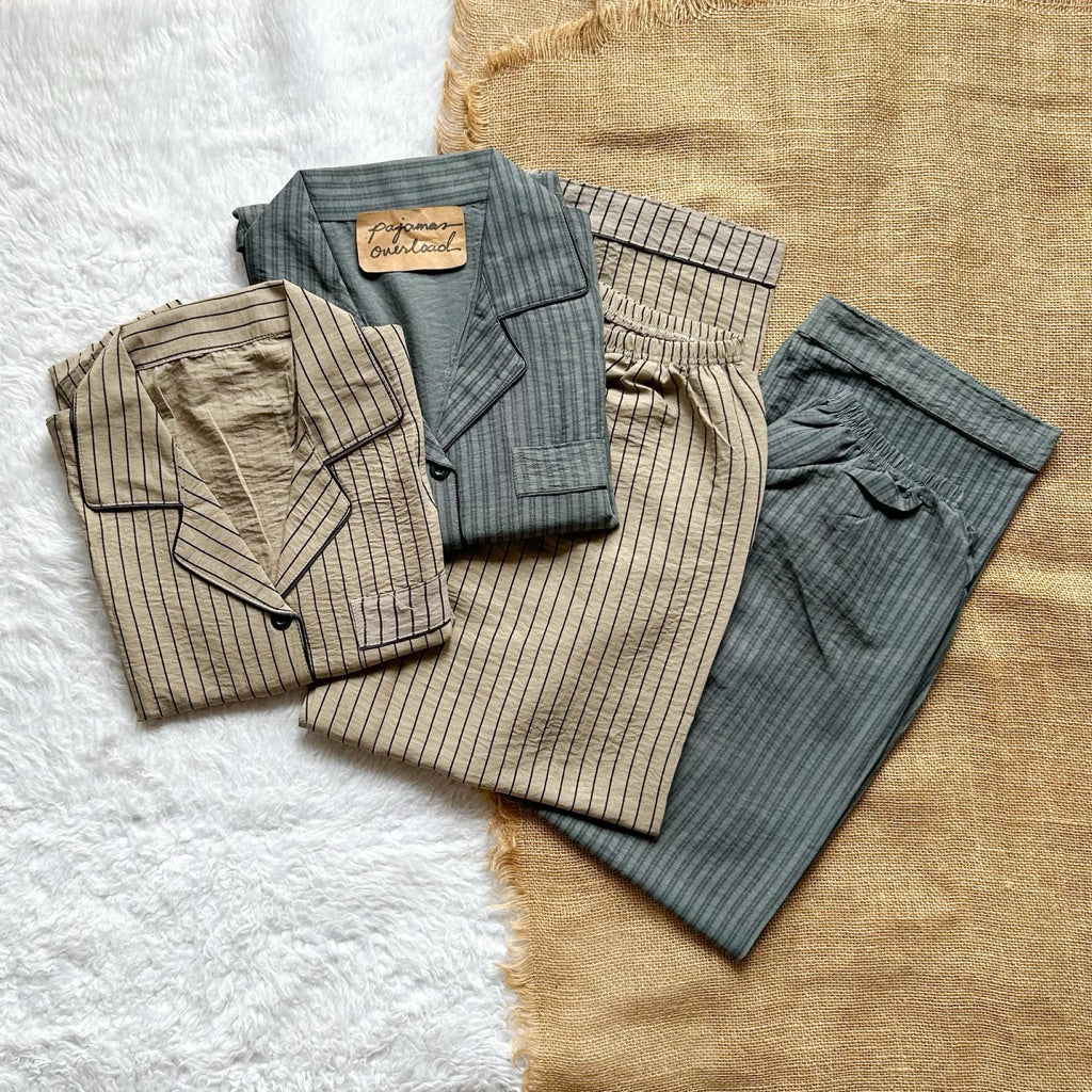 PHOEBE | satin shortsleeves + pants pajama set | PajamasOverload