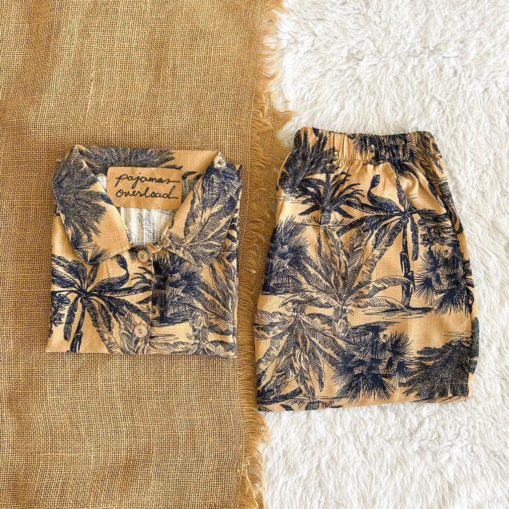 JULIANA | soft linen shortsleeves + shorts buttondown set | PajamasOverload