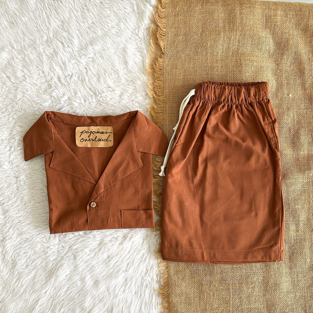 BRYAN MEN | viscose linen shortsleeves + shorts sleepwear lounge set | PajamasOverload