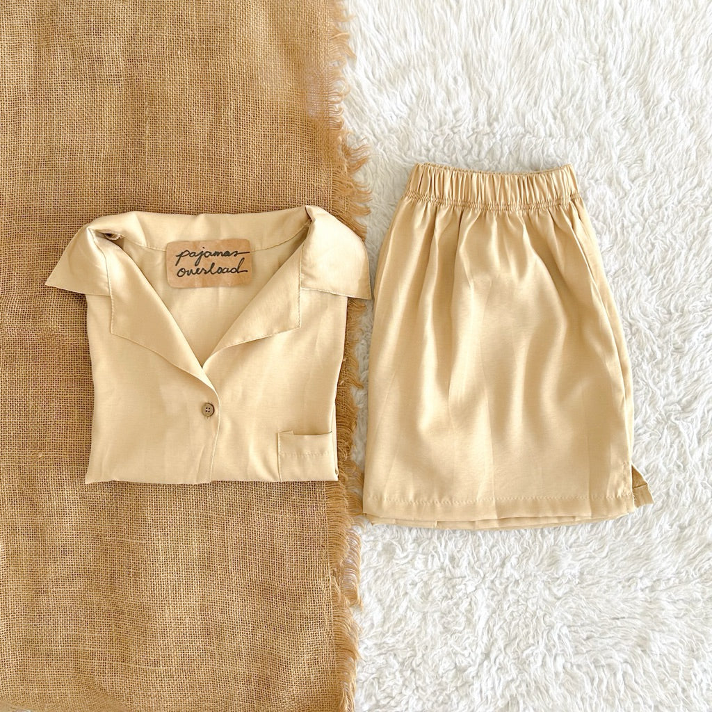 BRIA | cotton silk shortsleeves top + shorts sleepwear set | PajamasOverload