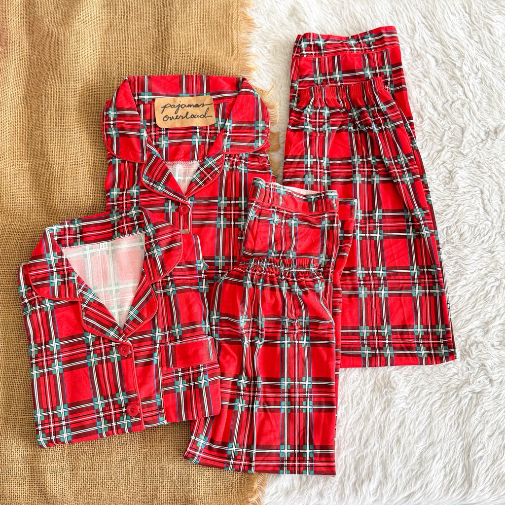 CHRISTMAS BUTTONDOWN FAMILY | polycotton shortsleeves top + pants sleepwear set | PajamasOverload