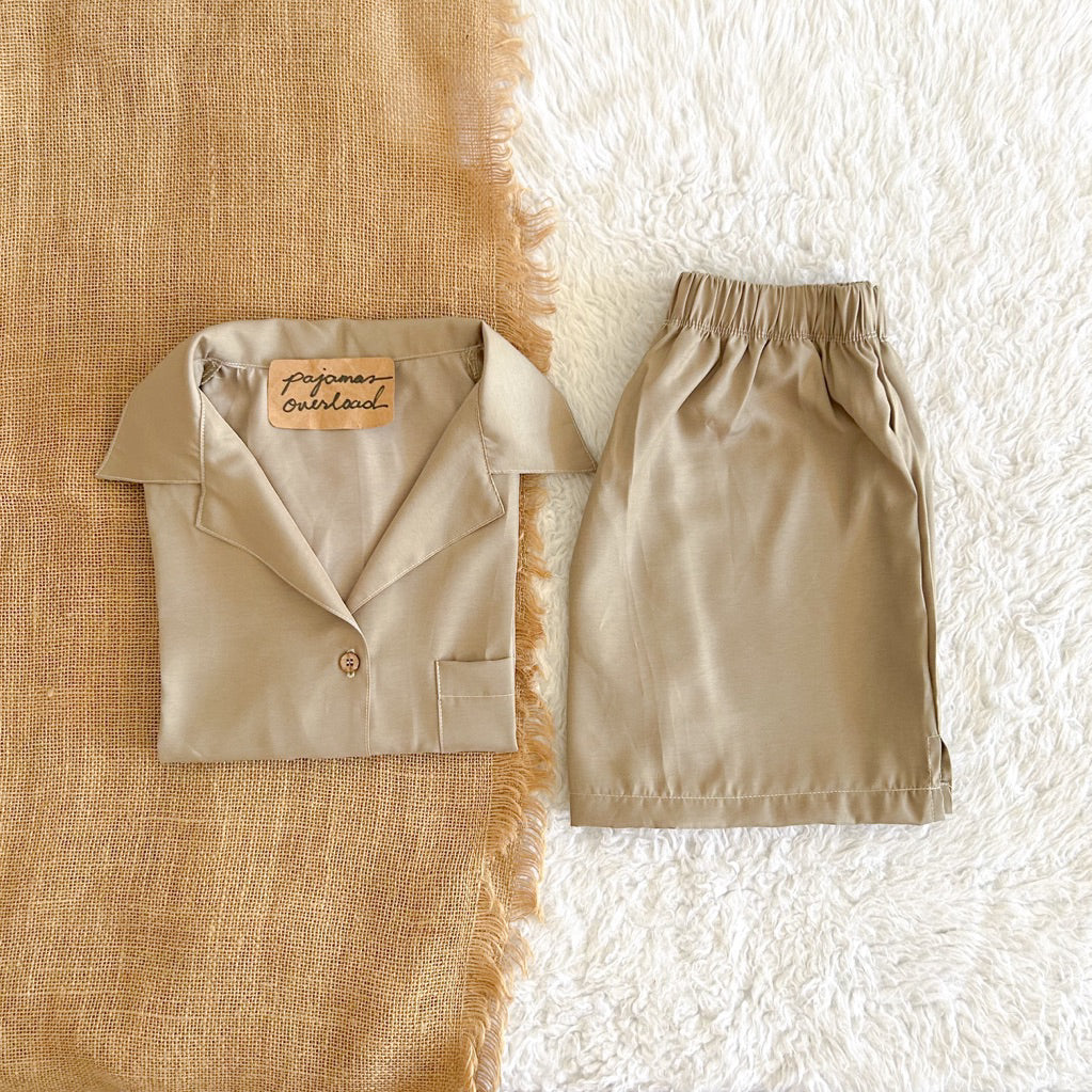 BRIA | cotton silk shortsleeves top + shorts sleepwear set | PajamasOverload