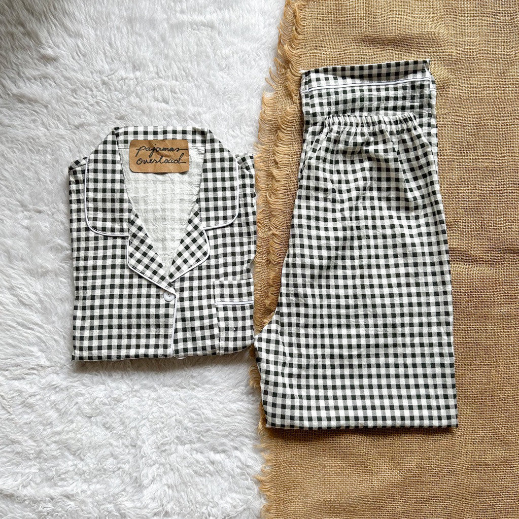 TINA | crumpled shortsleeves top + pants sleepwear pajama set | PajamasOverload