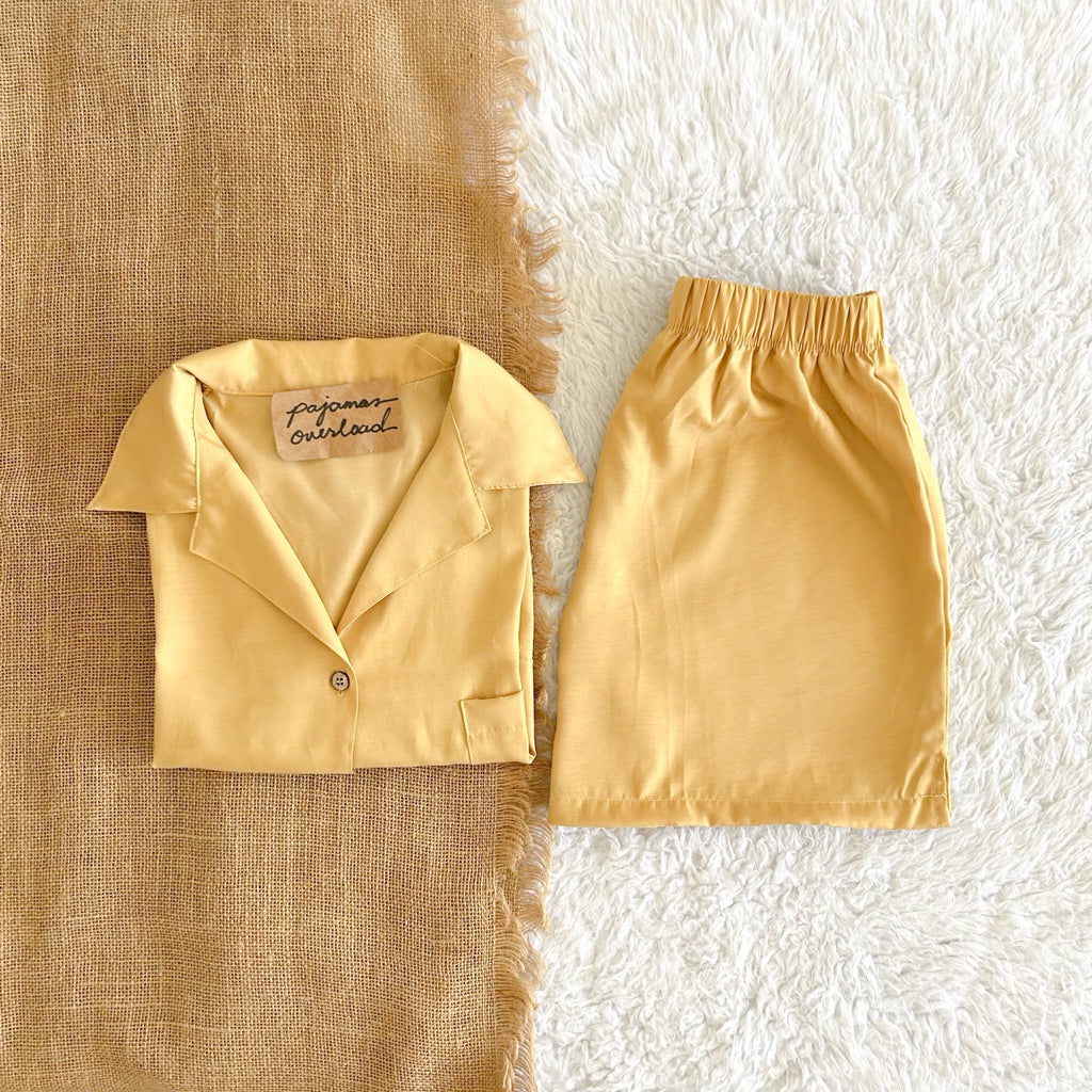 BRIA | cotton silk shortsleeves top + shorts sleepwear set | PajamasOverload