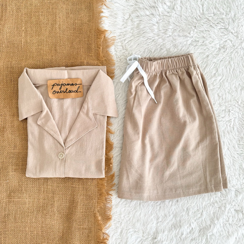 JOY | crumpled linen shortsleeves + shorts sleepwear pajama set | PajamasOverload