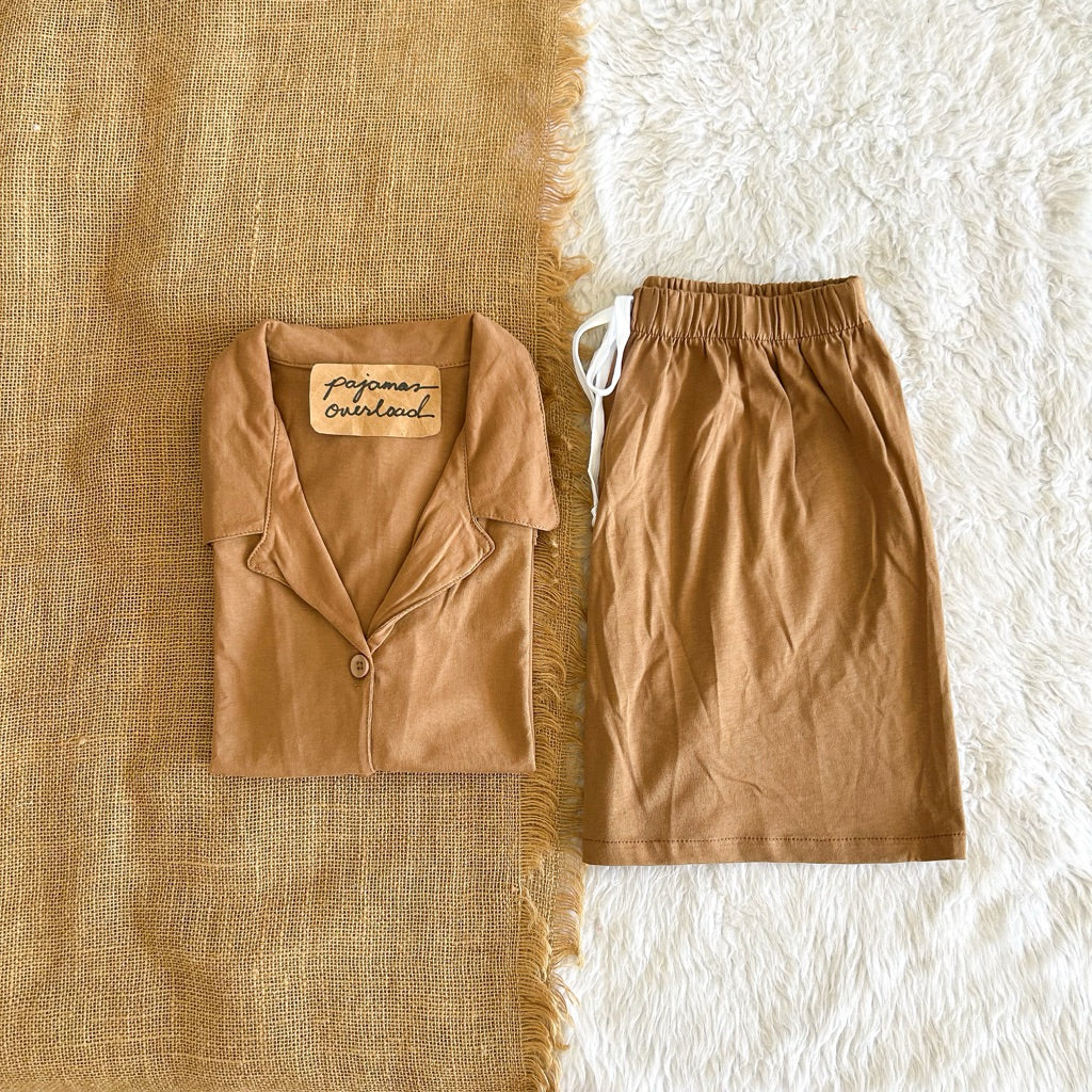 ROME | cotton jersey shortsleeves + shorts sleepwear set | PajamasOverload
