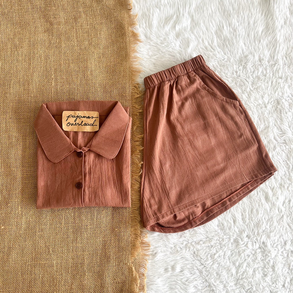 JULIANA | soft linen shortsleeves + shorts buttondown set | PajamasOverload