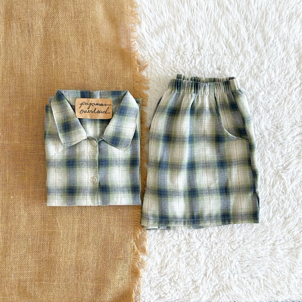 JULIANA | koreanwoven/twill shortsleeves + shorts buttondown set | PajamasOverload