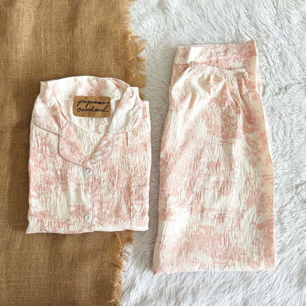 TINA | crumpled shortsleeves top + pants sleepwear pajama set | PajamasOverload