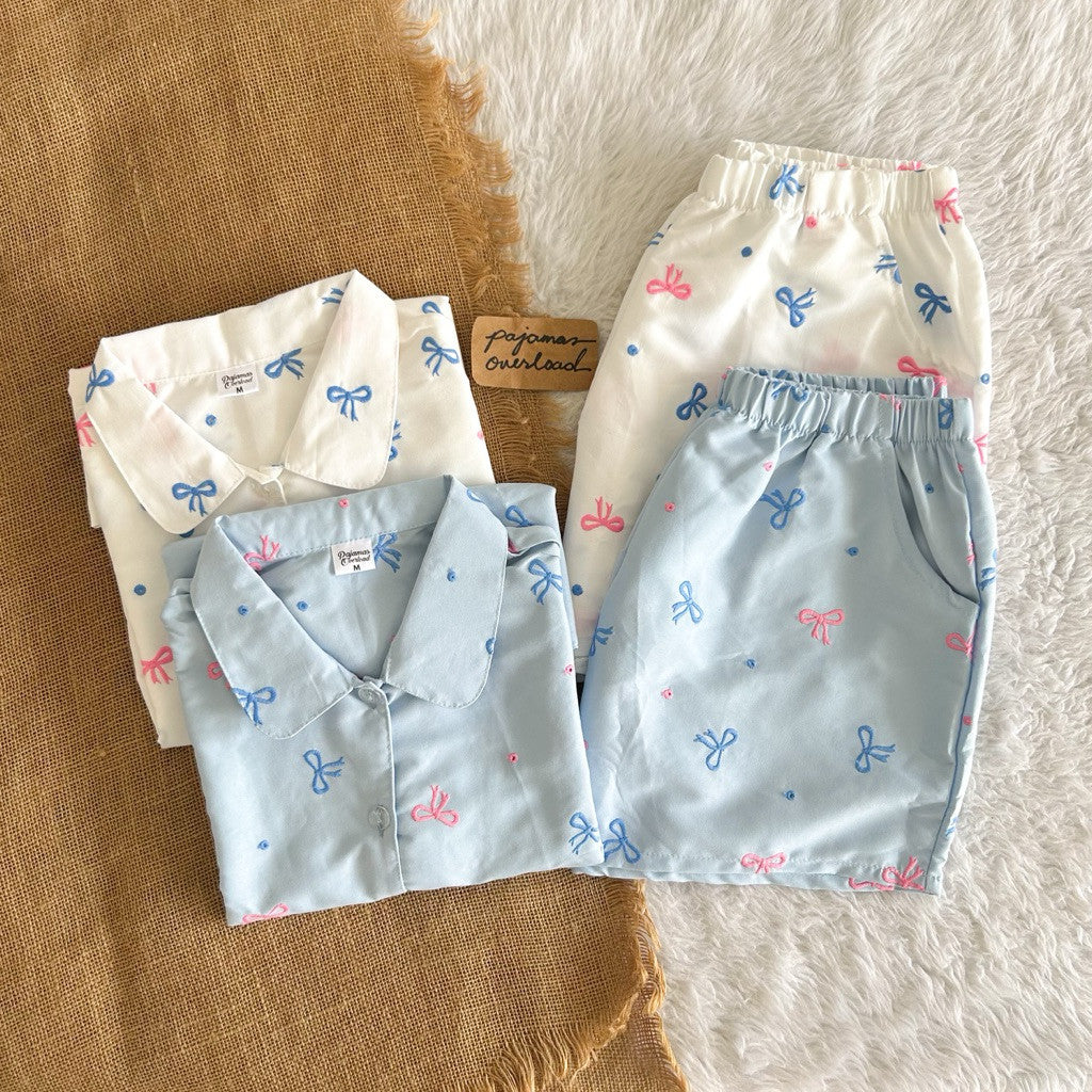 JULIANA | koreanwoven/twill shortsleeves + shorts buttondown set | PajamasOverload